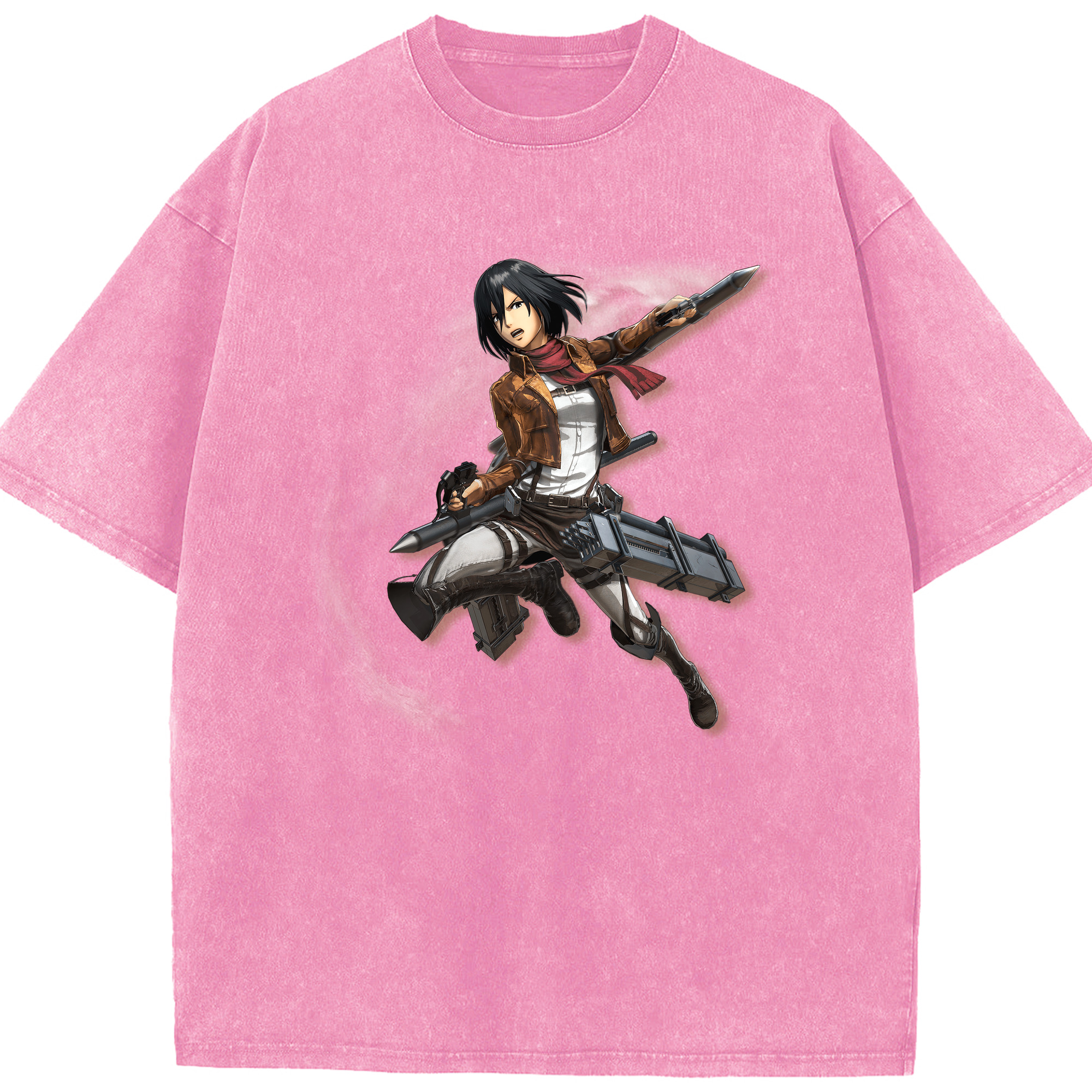 （画像用） 進撃の巨人 ミカサ·アッカーマン Attack on Titan Mikasa Ackerman 綿100% ヴィンテージ風 半袖Tシャツ（フロントプリント）